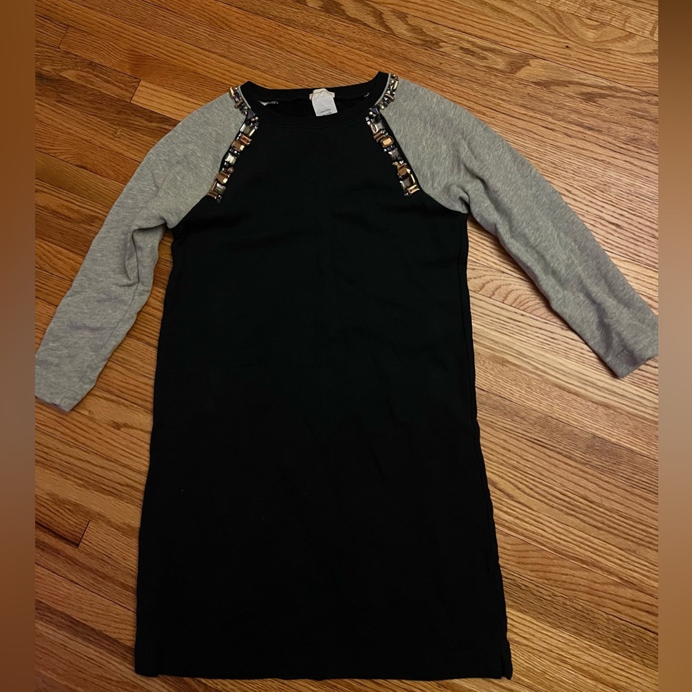 Crewcuts sweater dress bling jeweled grey navy size 14